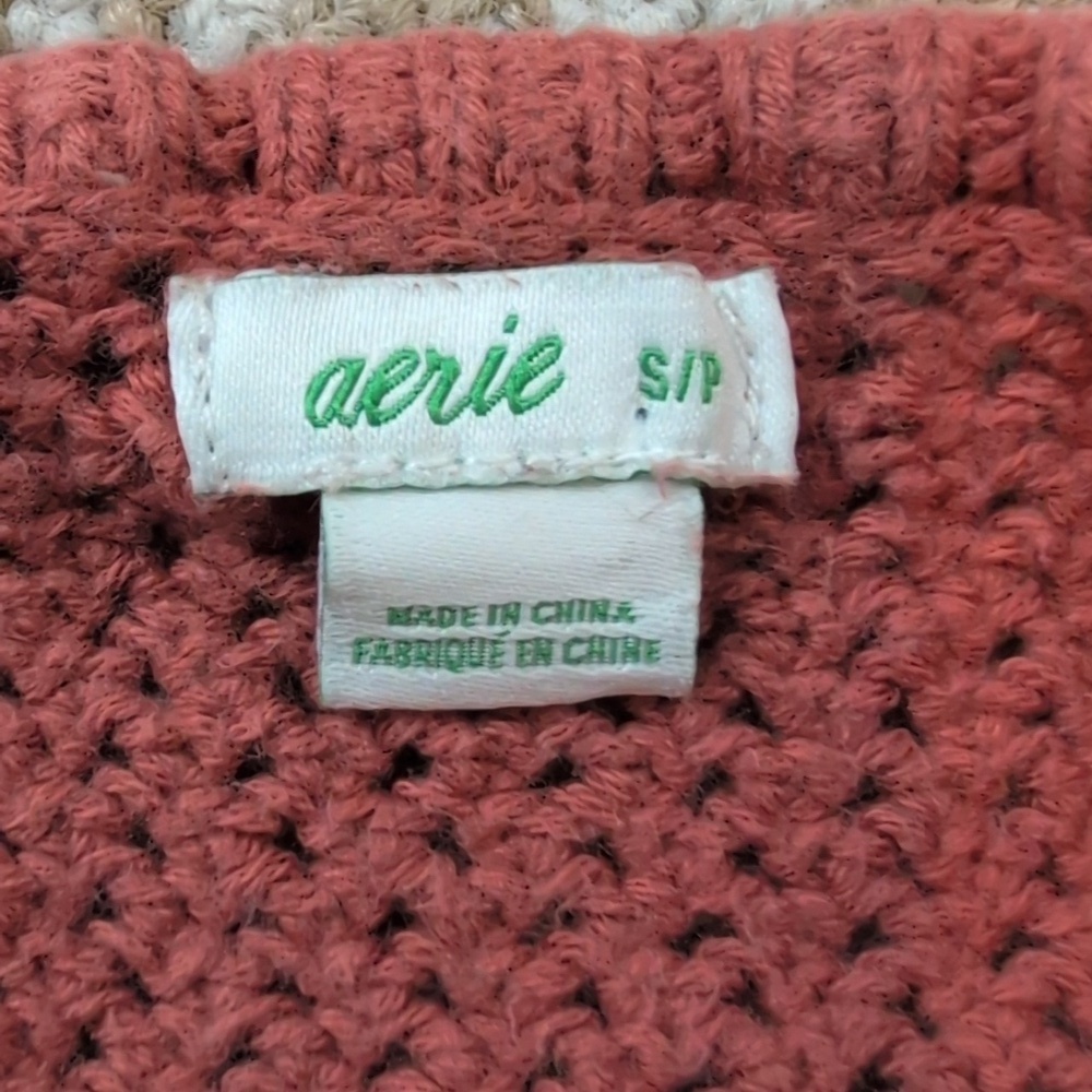 Aerie Cotton Crochet Halter Crop Bralette Top in Terracotta Rust Size Small - Picture 2 of 5